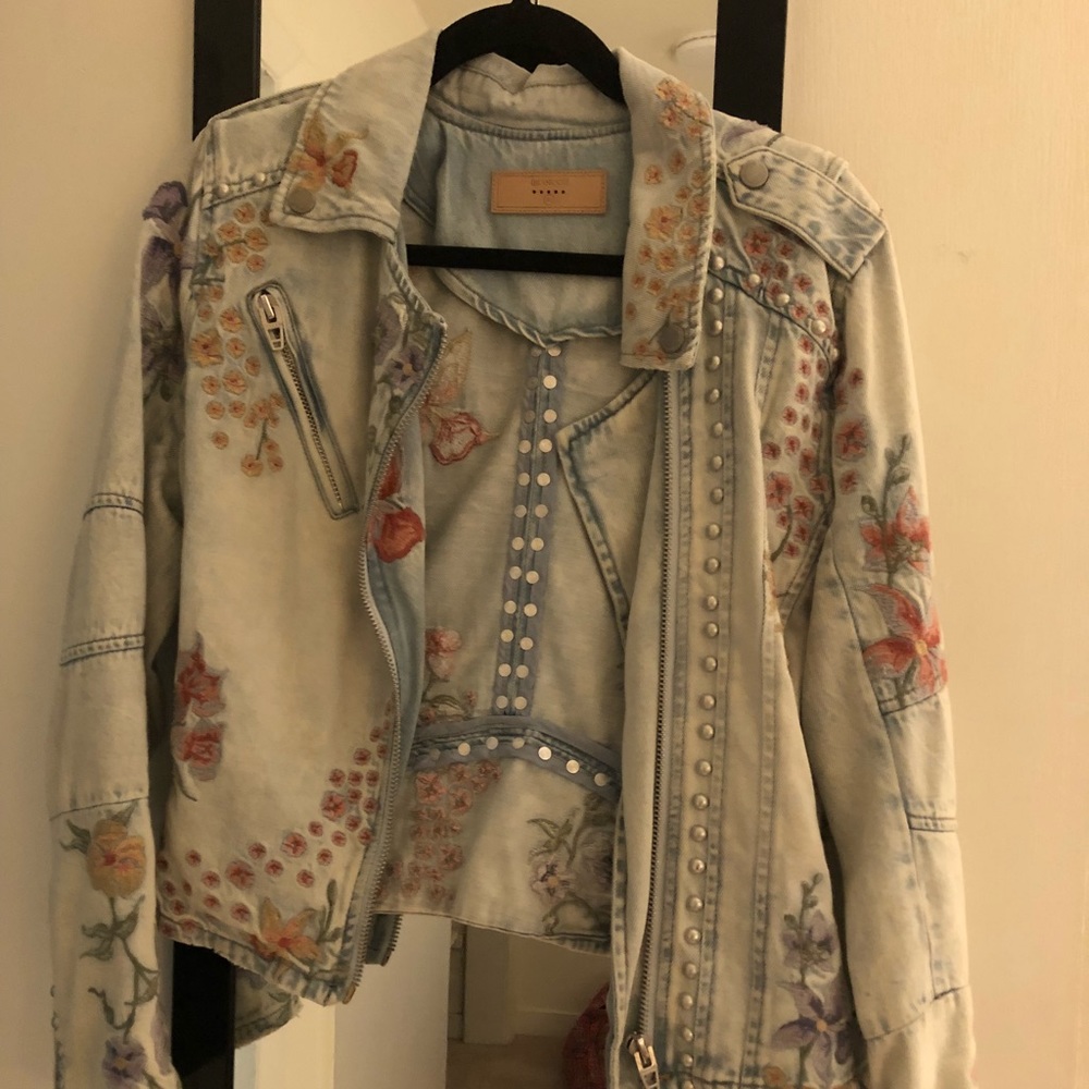Blank NYC Moto Embroidered Denim Jacket